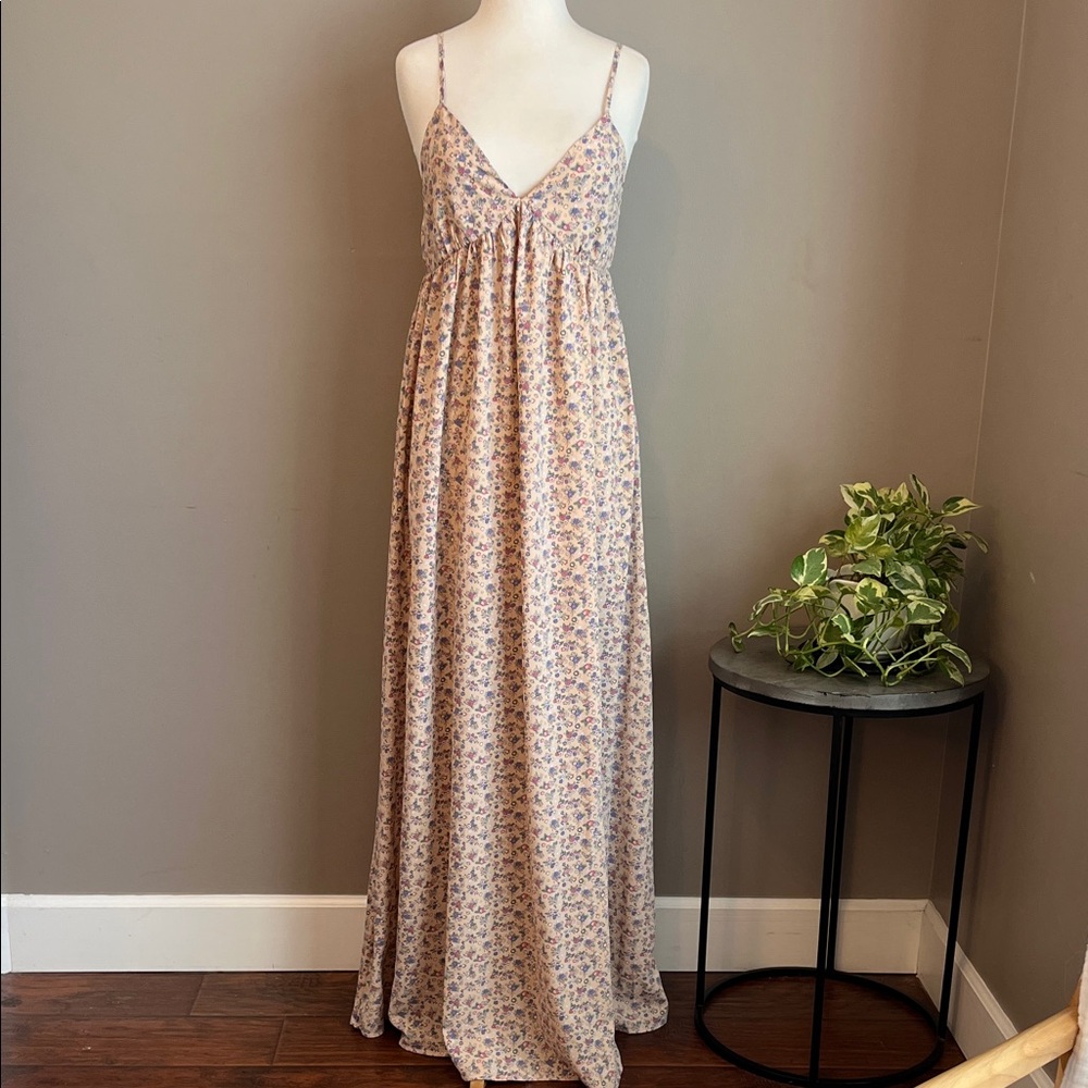 Vanilla Bay Floral Maxi Dress with Spaghetti Straps Medium